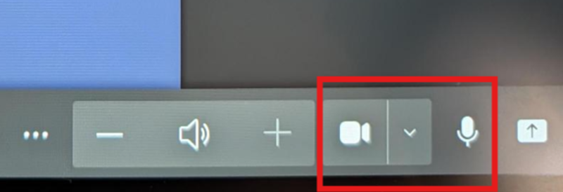 Camera and microphone buttons on the Tap control bar
