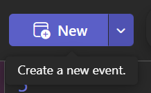 New event button in Teams calendar