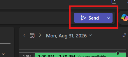 Send button in the meeting composer